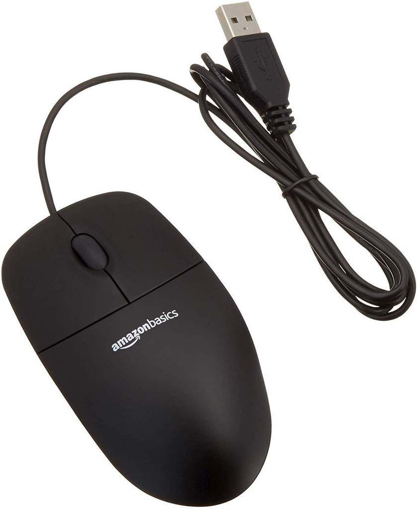 Amazon Basics 3-Button USB Wired mouse black
