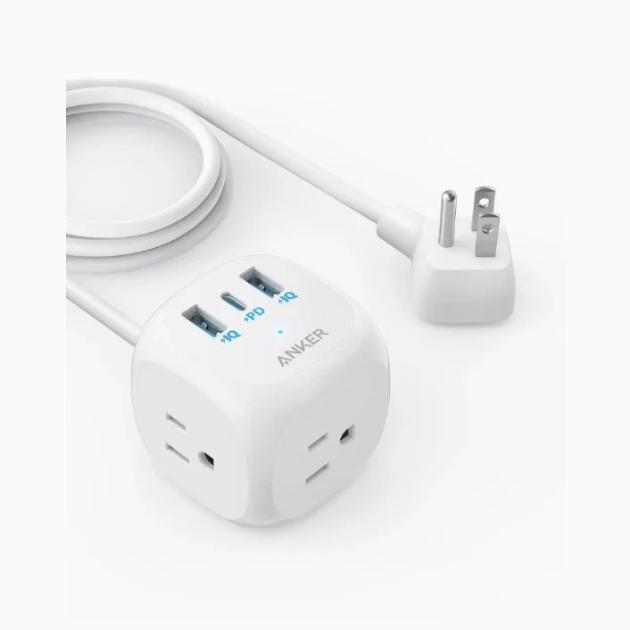 Anker 20W USB C Power Strip 3 Outlets USB C 10ft Extension Cord