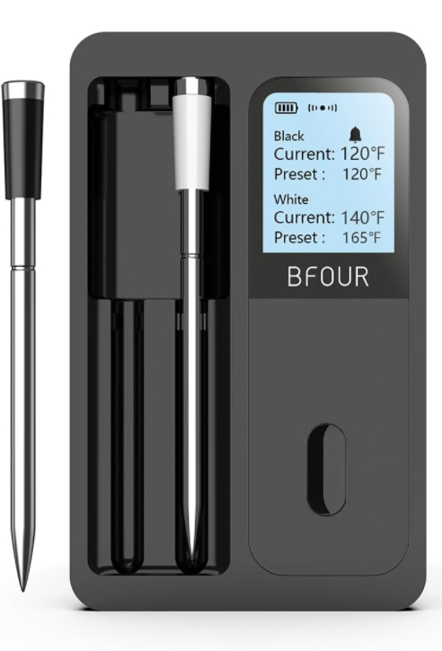 BFOUR/Jinutus Bluetooth Meat Thermometer Wireless: Black