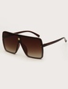 Men Flat Top Shield Fashion Glasses - Brown