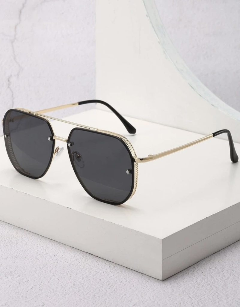 Men Flat Top Fashion Glasses - Dark Grey