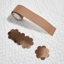 2pairs Floral shaped Nipple Cover & 1roll Boob Tape - Bronze/ one-size