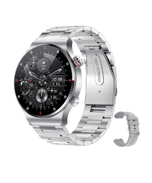 ECG+PPG Bluetooth Call Smart Watch Men - Silver steel belt