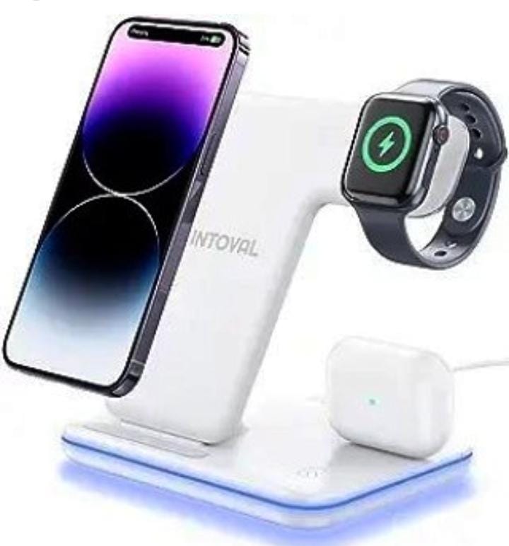 WAITIEE Wireless Charger 3 in 1,15W Fast Charging Station (Purple)