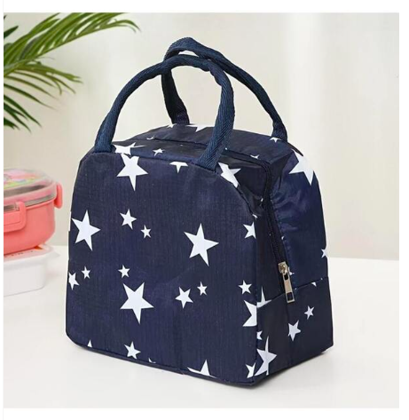 Navy Blue Star Pattern Lunch Bag