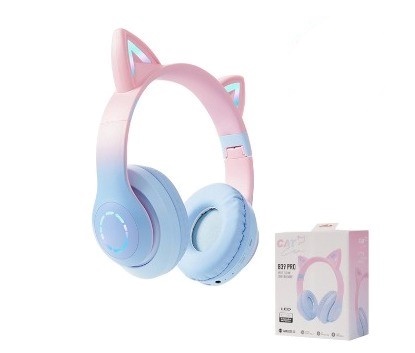 Bluetooth Wireless Childrens Headphones Cat Ear Glow Light - B39B Pro Blue