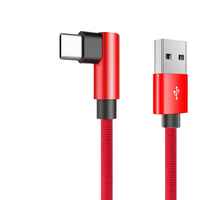 Elough 3A 90 Degree Elbow USB Type C Cable Fast Charging QC 3.0 Gaming Data USB C Cable for Xiaomi Samsung Huawei - Red, 1m