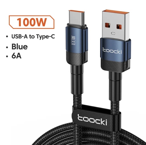 Toocki 6A 100W USB C Fast Charger Cable For Huawei P30 Pro Samsung Xiaomi Realme Oneplus Poco F3: Blue 6A USB Cable, 2m