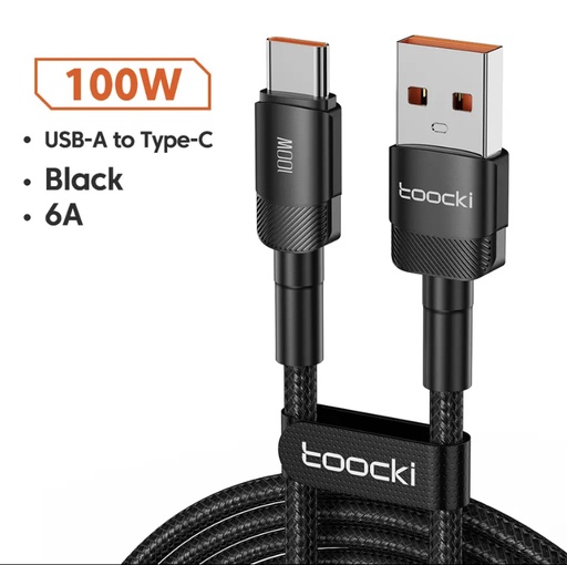 Toocki 6A 100W USB C Fast Charger Cable For Huawei P30 Pro Samsung Xiaomi Realme Oneplus Poco F3: Black 6A USB Cable, 0.25m