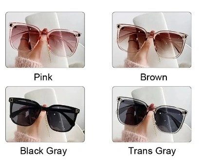 Fashion Oversized Sunglasses Woman Vintage Square - Black Gray