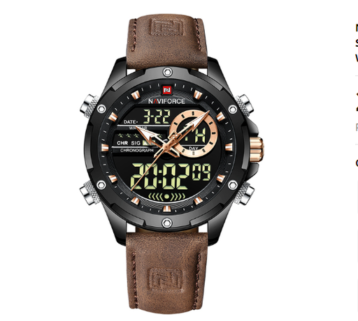 NAVIFORCE Military Sport Men’s Wristwatch Leather: Brown Black
